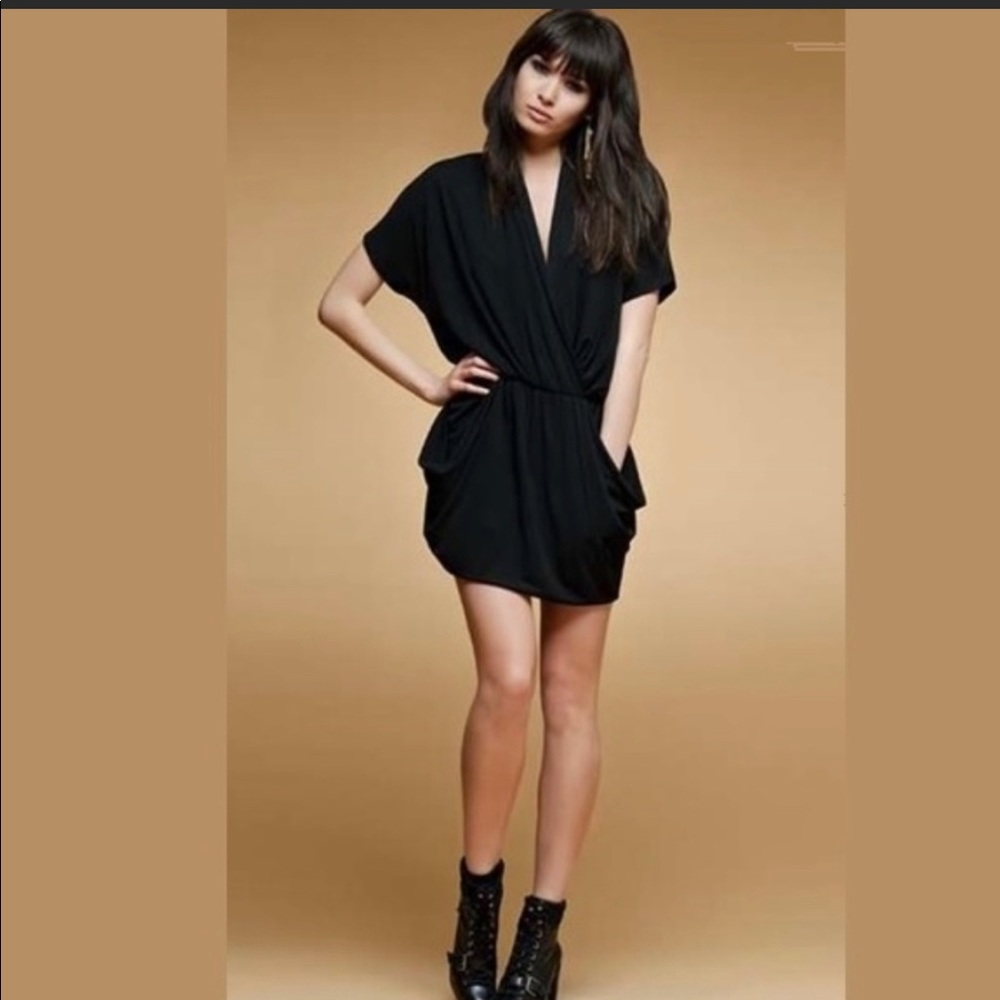 Rachel Roy LBD 24 Hour Dress Draped Deep V Mini